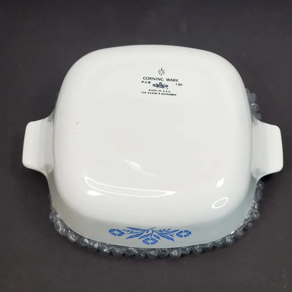 Vtg Corning Ware Casserole Dish Blue Cornflower 1 qt P-1-B Farmcore Country